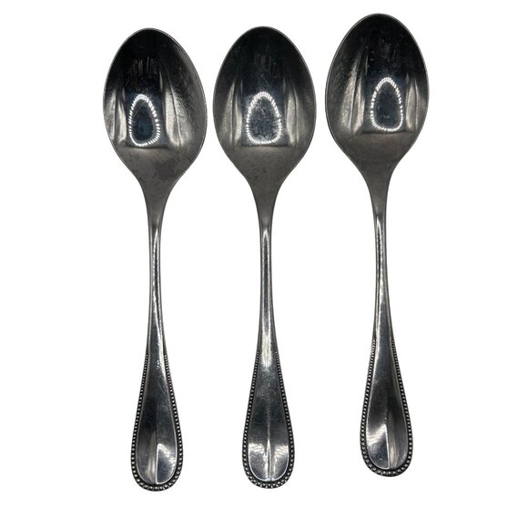Set Of 3 Oxford Hall Crystal Palace Stainless Steel Soup Table Spoons flatware - Picture 3 of 4